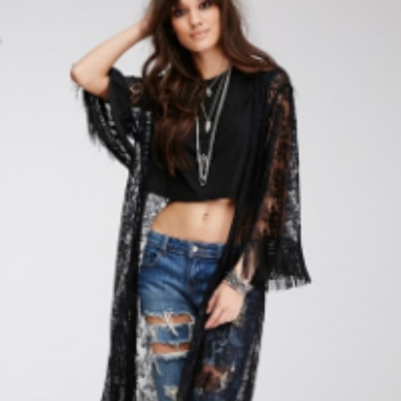Flower of the Desert Black Lace Duster - Picture 2 of 7